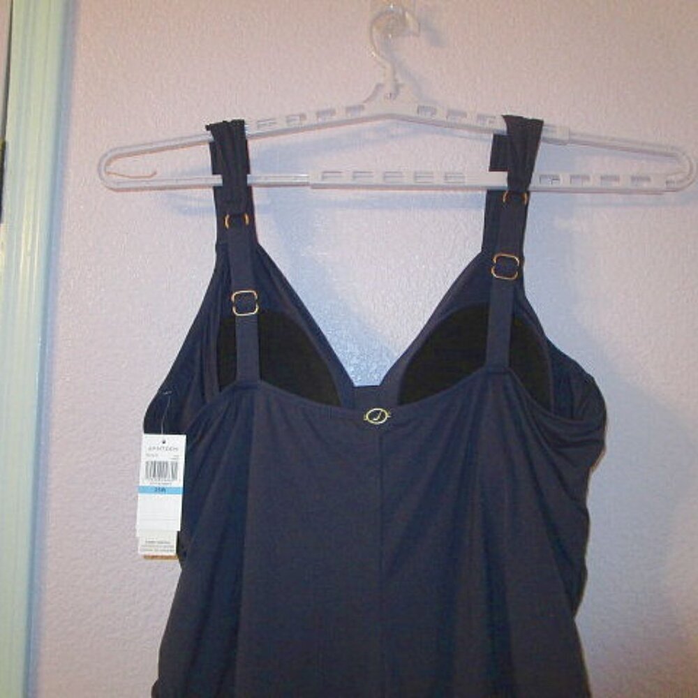 Jantzen One Piece Swimsuit Size 28W Slimming UPF Tummy Control Surplice Draped - Picture 8 of 12